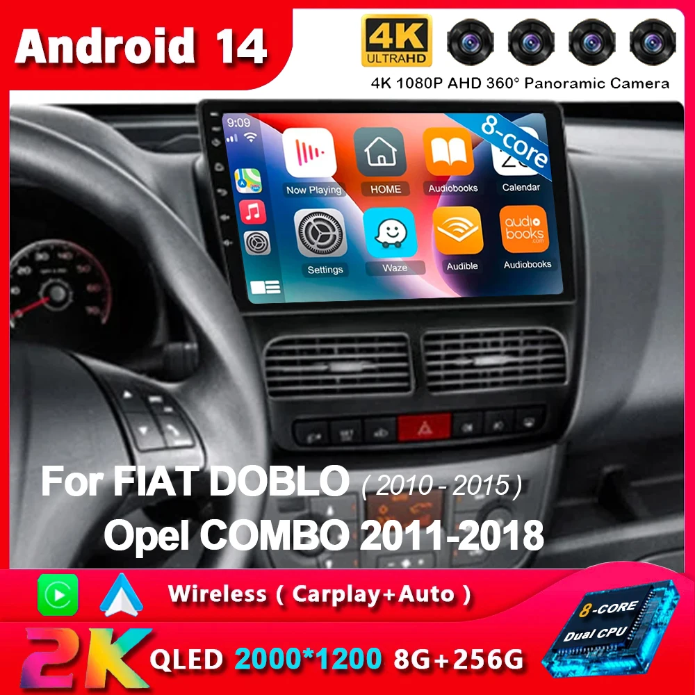 

Android13 Carplay Auto For FIAT DOBLO 2010 -2012 2013 2014 2015 Opel COMBO 2011-2018 Multimedia Car Radio Player 4G Stereo 2 Din