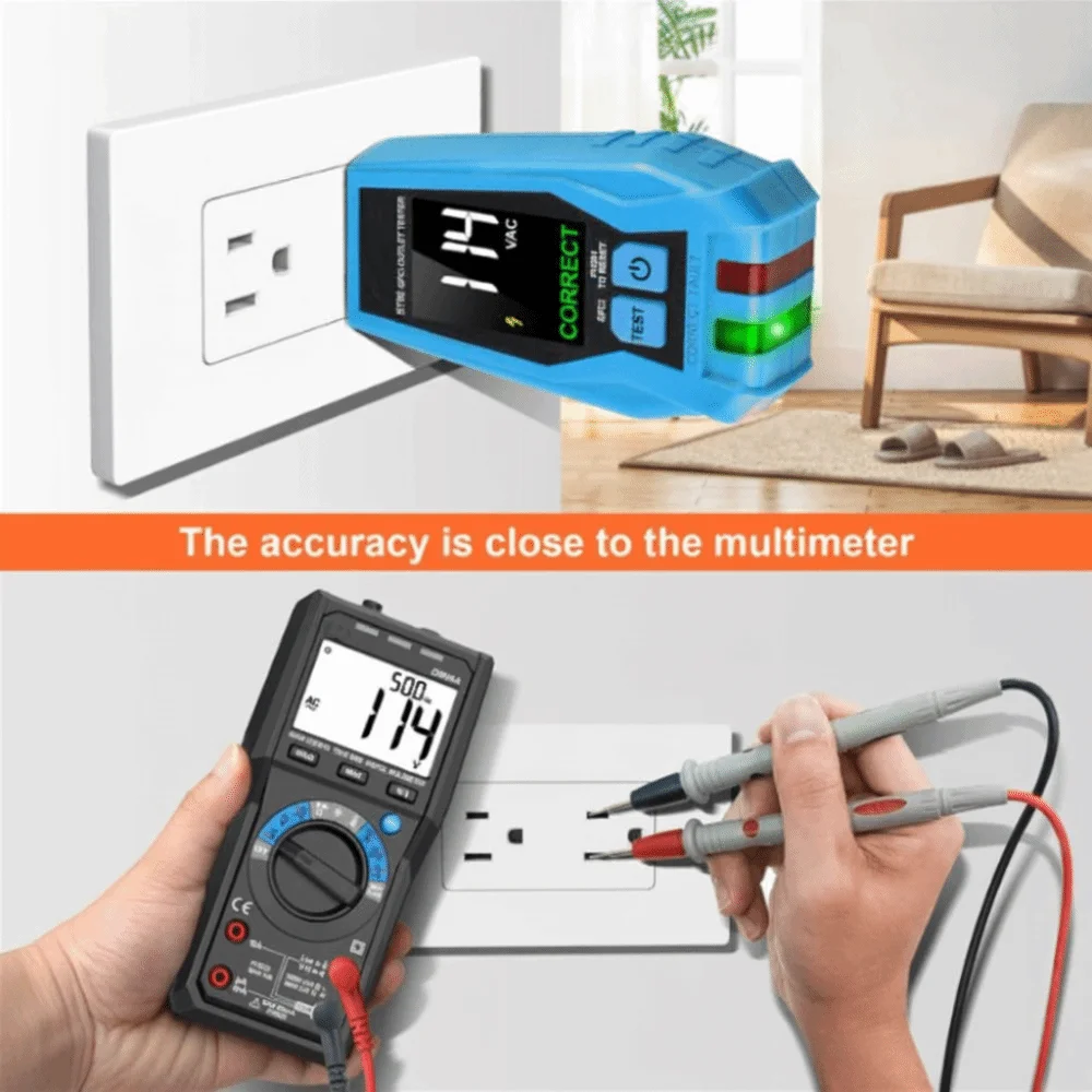 

LCD Display Outlet Tester 3Wire Color Screen GFCI Tester Live Neuter Wire Test Standard US Plug Electrical Outlet Test US Plug