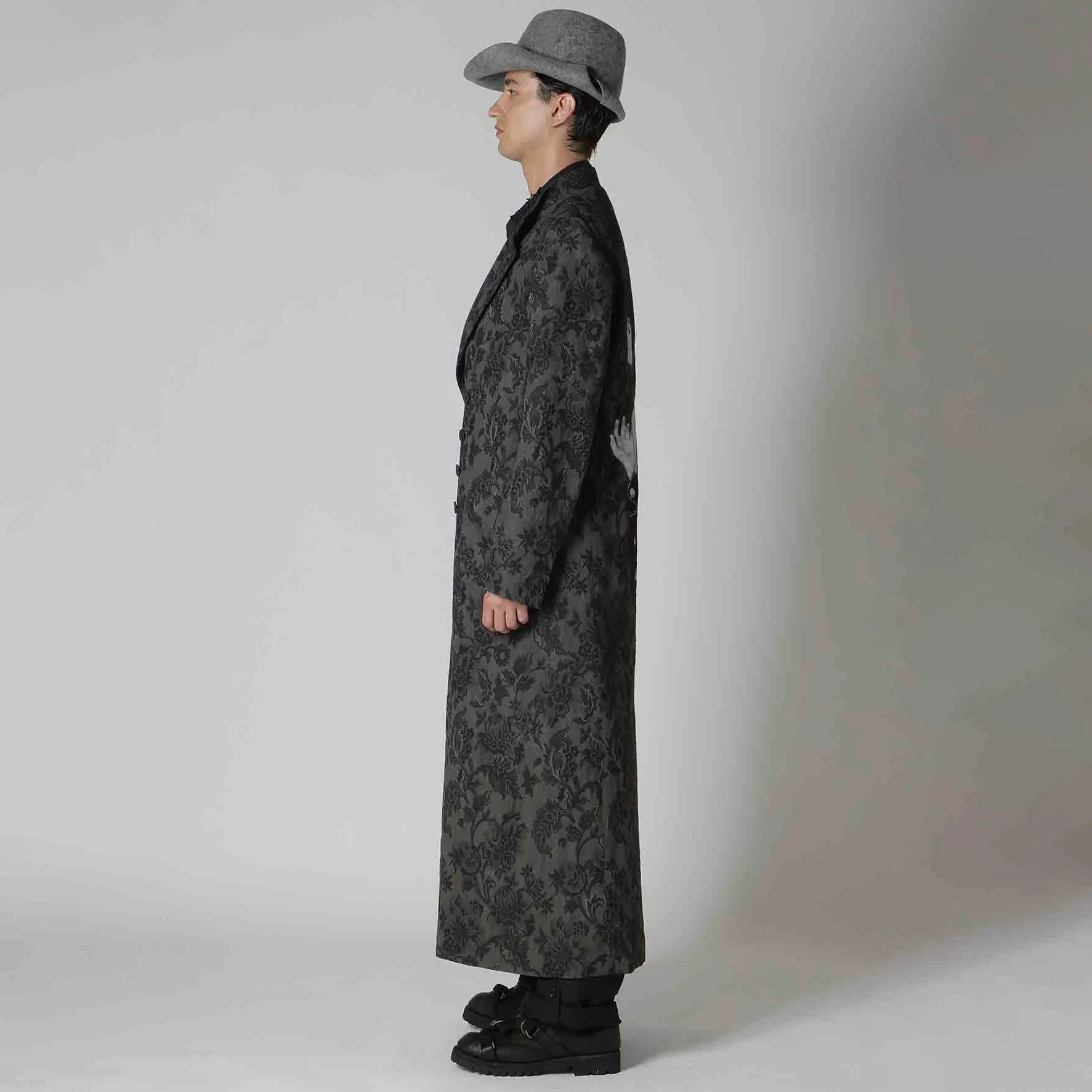 غطاء خلفي من قماش الجاكار المصبوغ بالحبر بتصميم أصلي من YOJI OOAK للفتيات سترة طويلة مطبوعة للرجال