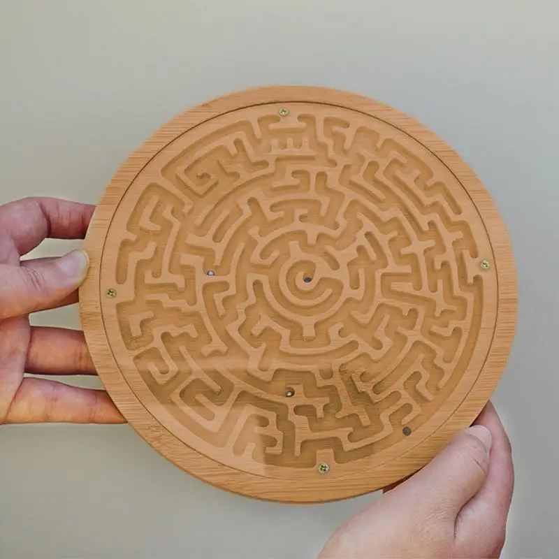 Round Maze Board game Wooden Labyrinth Puzzle Game Carefully Polished Educational Toys for Teenager Adult Toddler Children