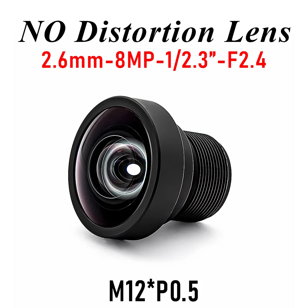 8MP 2.6mm M12 Lens 1/2.3 Inch F2.4 No Distortion IR 650nm Filter Industrial Machine Vision Security CCTV Camera Lens Replacement