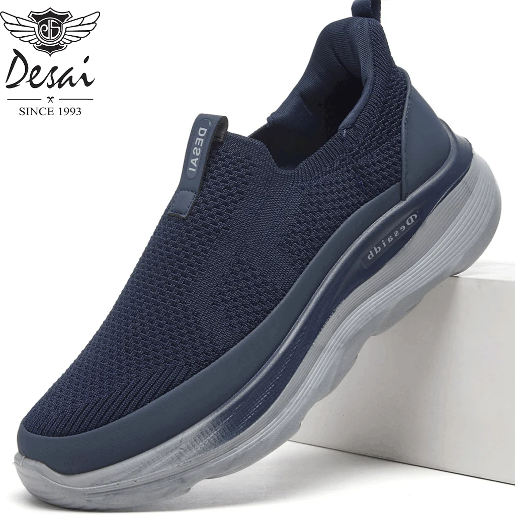 Desai Men's 2026 Autumn Mesh Slip-on Shoes Breathable Air Cushion Thick Sole Lightweight Casual Sneakers Walking Daily Footwear