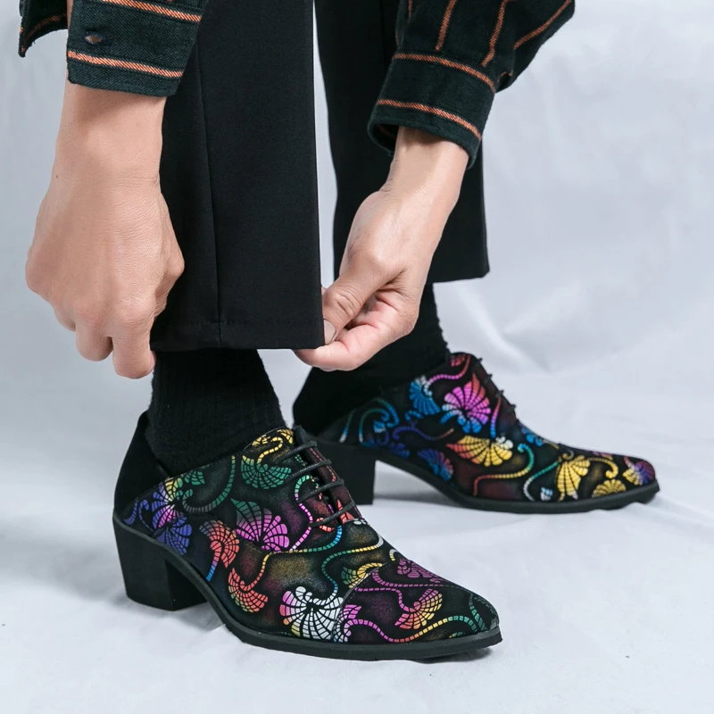 

Весенняя мужская кожаная обувь, деловая повседневная роскошная мужская свадебная обувь на высоком каблуке из искусственной кожи для банкетов и социальных контактов