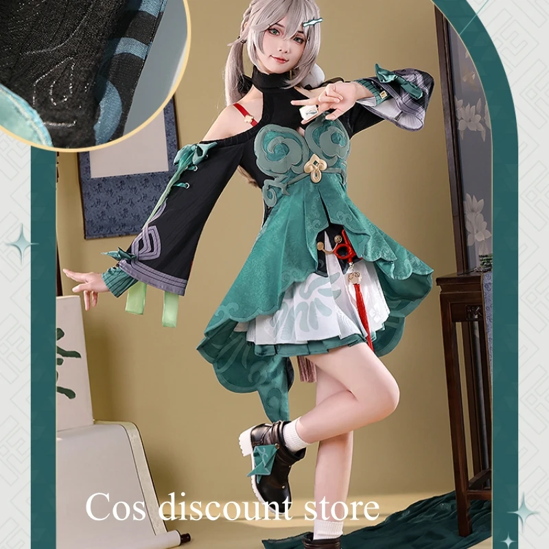 Qingque Cosplay Costume Game Honkai: Star Rail Anime Women Sweet Dress Outfit Role Play Clothing Halloween Costumes Party Suit