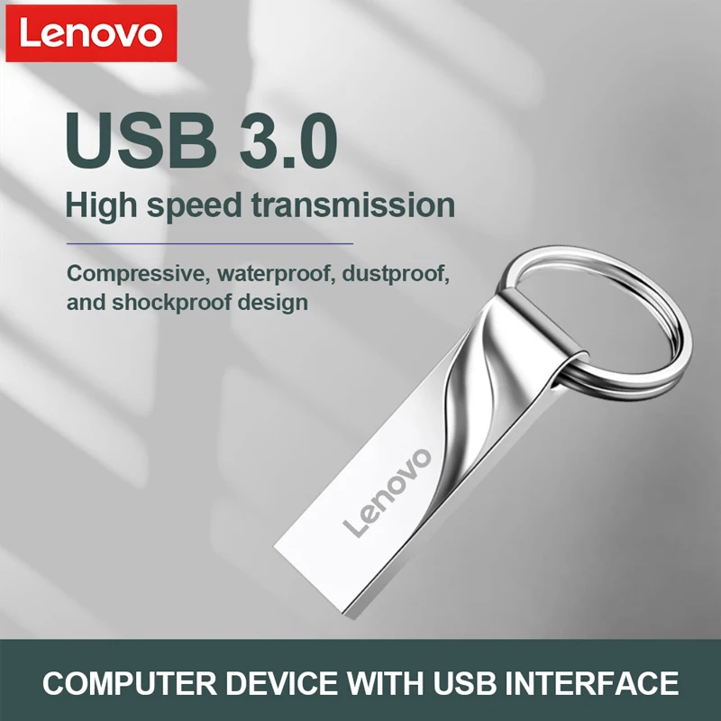 Флеш-накопитель Lenovo USB3.0, высокоскоростной, металлический, 512 ГБ, портативная память 128 ГБ, 256 ГБ для телефона и ПК.
