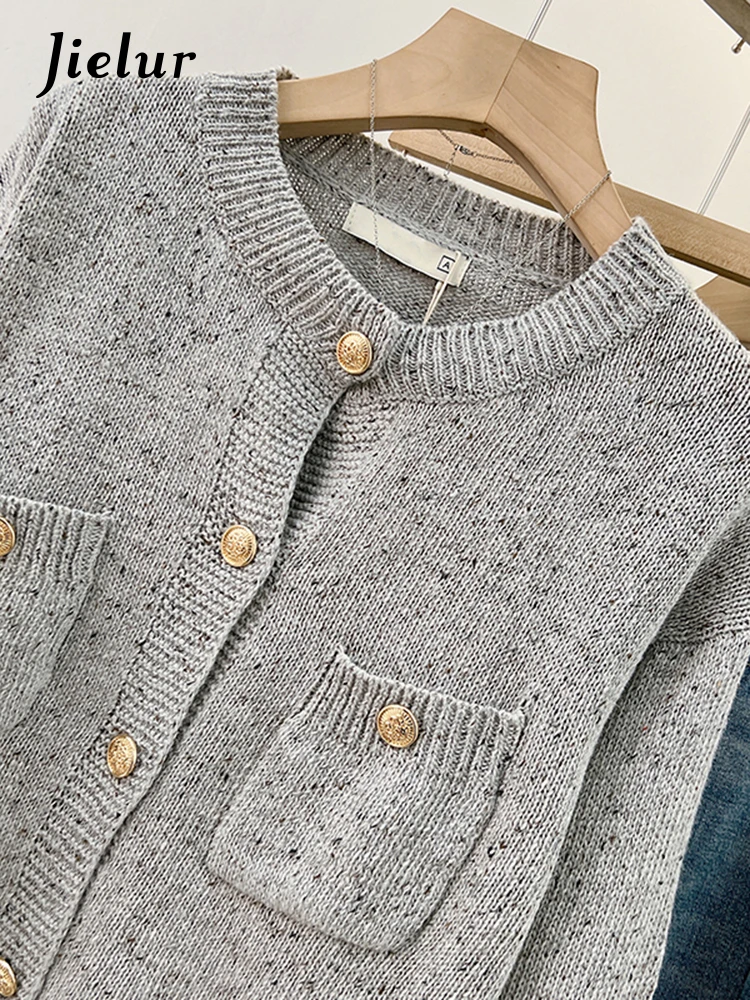 Jielur Autumn New Casual Loose Women Cardigan Simple Basic Fashion Cardigan Woman O-Neck Street Chicly Knit Sweaters Female