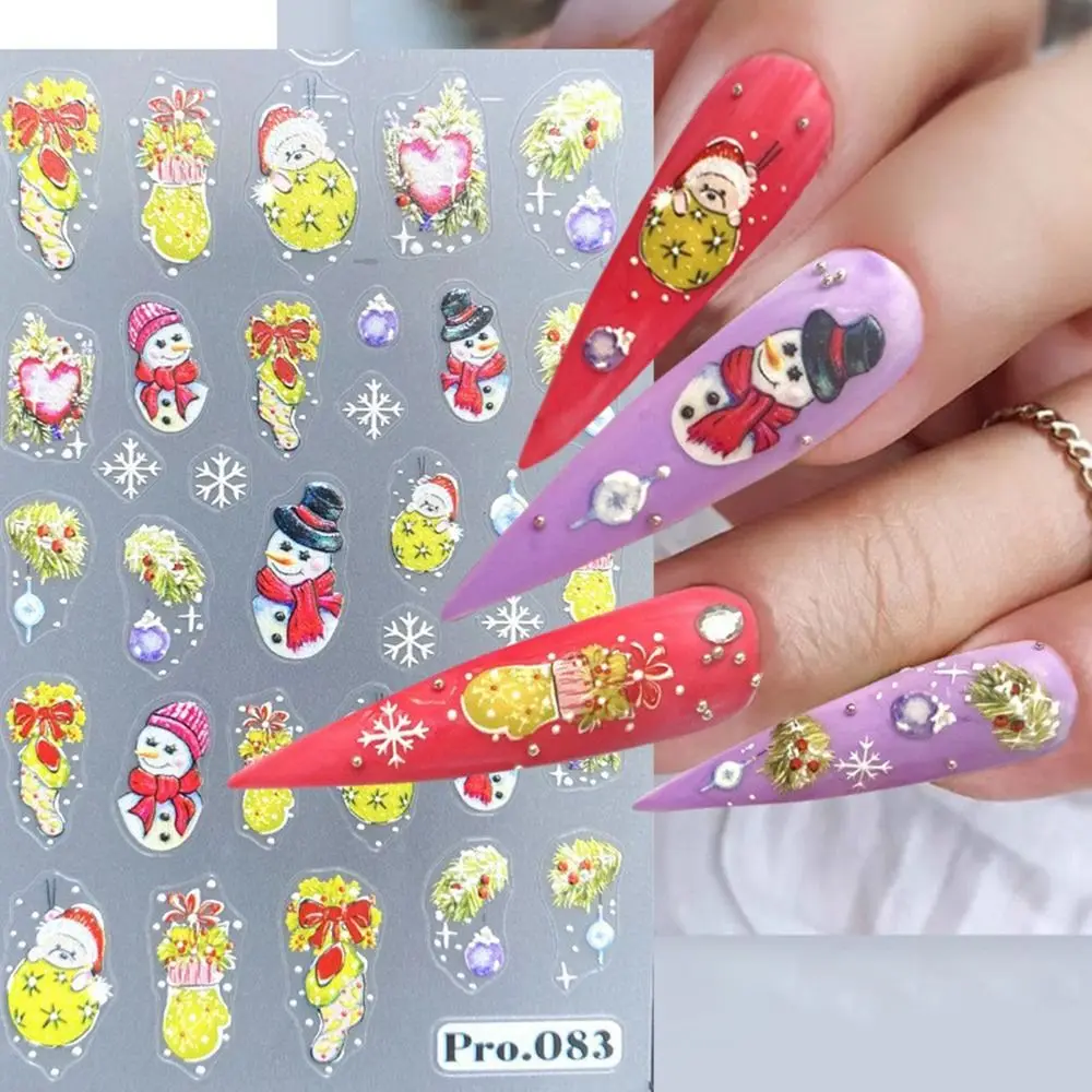 Elch Weihnachten 5D Nagelaufkleber Schneeflocke Verschiedene Weihnachten Nail Art Aufkleber Geprägt Relief Weihnachtsmann Nail Art Ornament