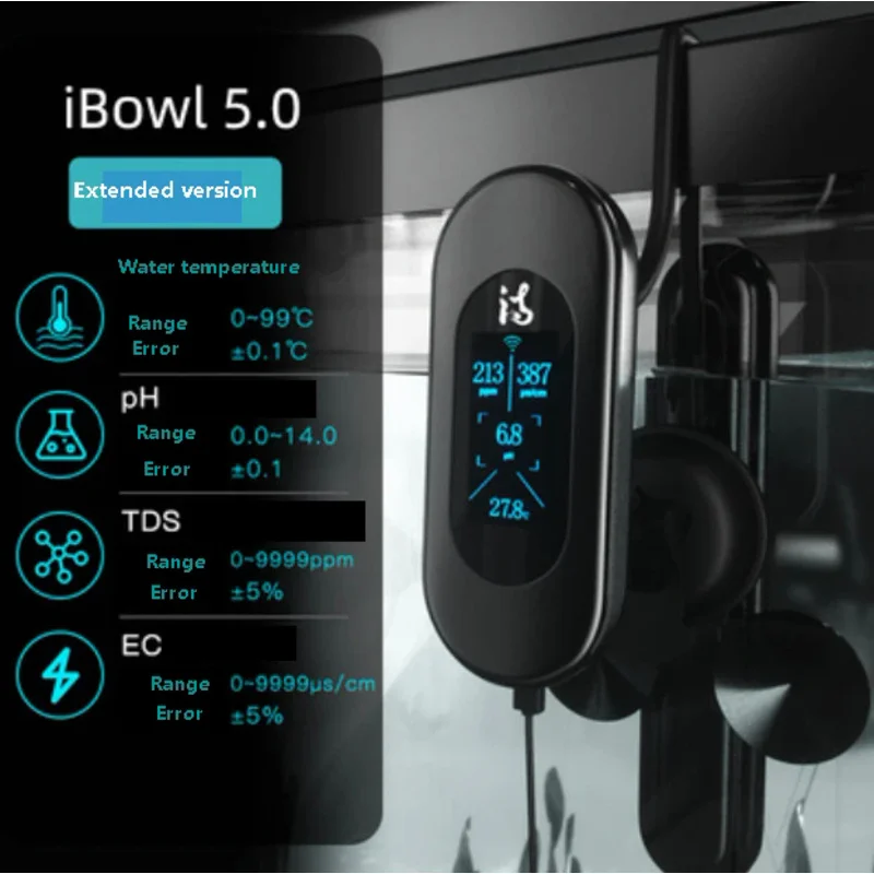 Ibowl-Détecteur WIFI 5.0/5.0Pro 6 en 1 pour Aquarium, Moniteur de Qualité de l'Eau à Affichage Numérique, Machine de Température PH/TDS/EC, Nouveauté