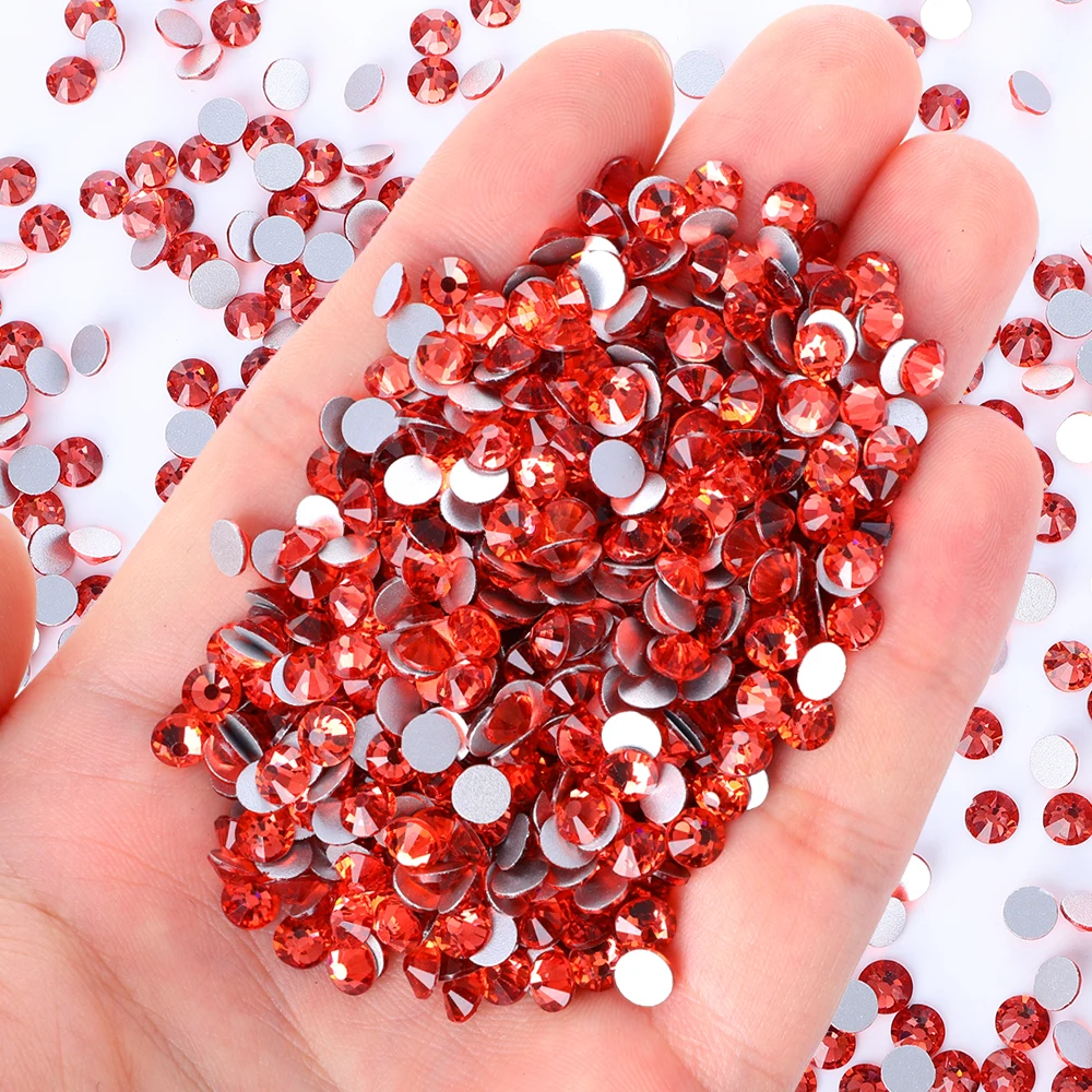 

QIIY Padparadscha Non Hot Fix Flatback Rhinestones And Decorations Crystal Nail Art Accessories Nail Sticker Glitter Stone DIY