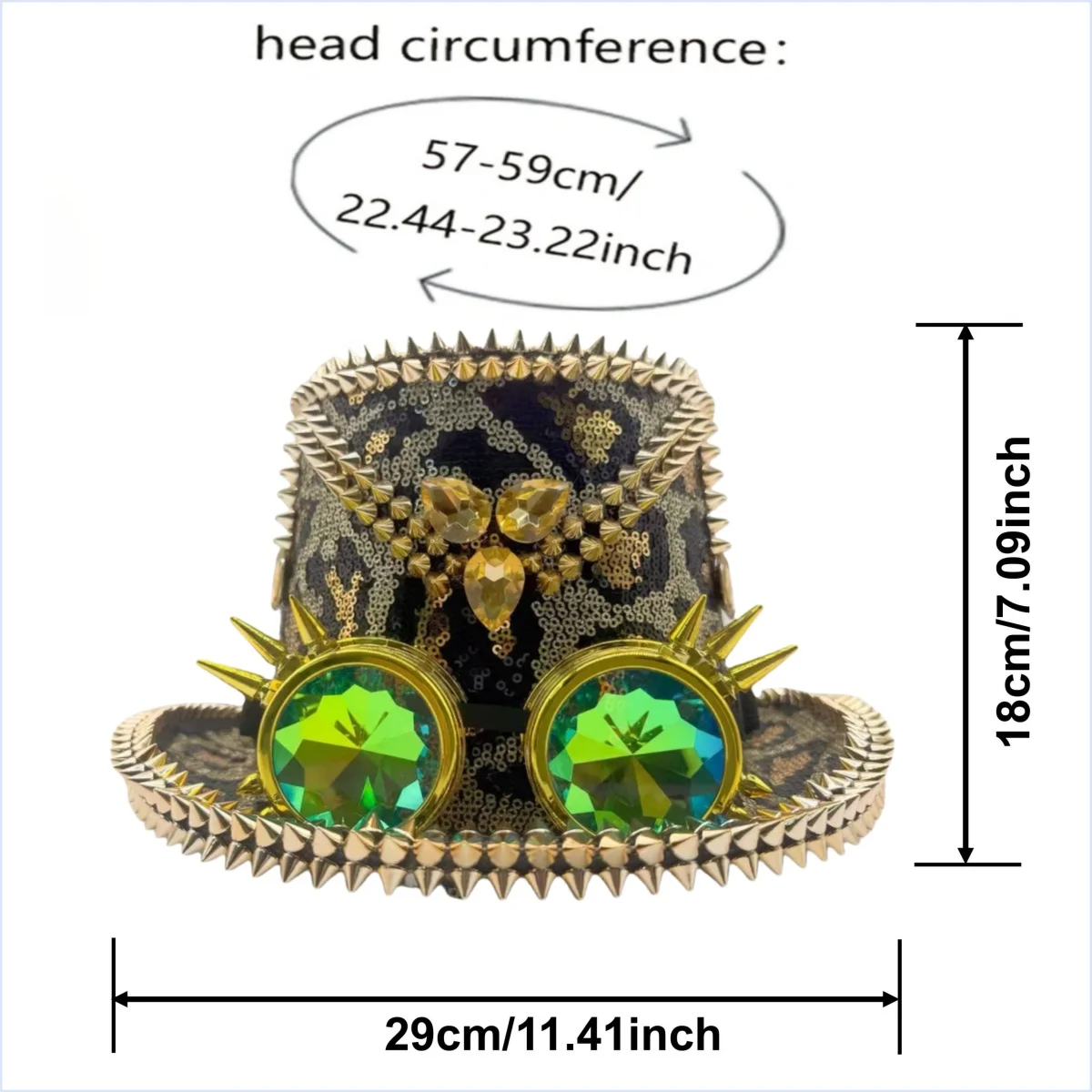 HongLuan Violette Steampunk-Zylinder für Herren, Pailletten-Festival-Zylinder für Damen mit Schutzbrille, Vintage-Burningman-Outfit für Damen – Detail 23