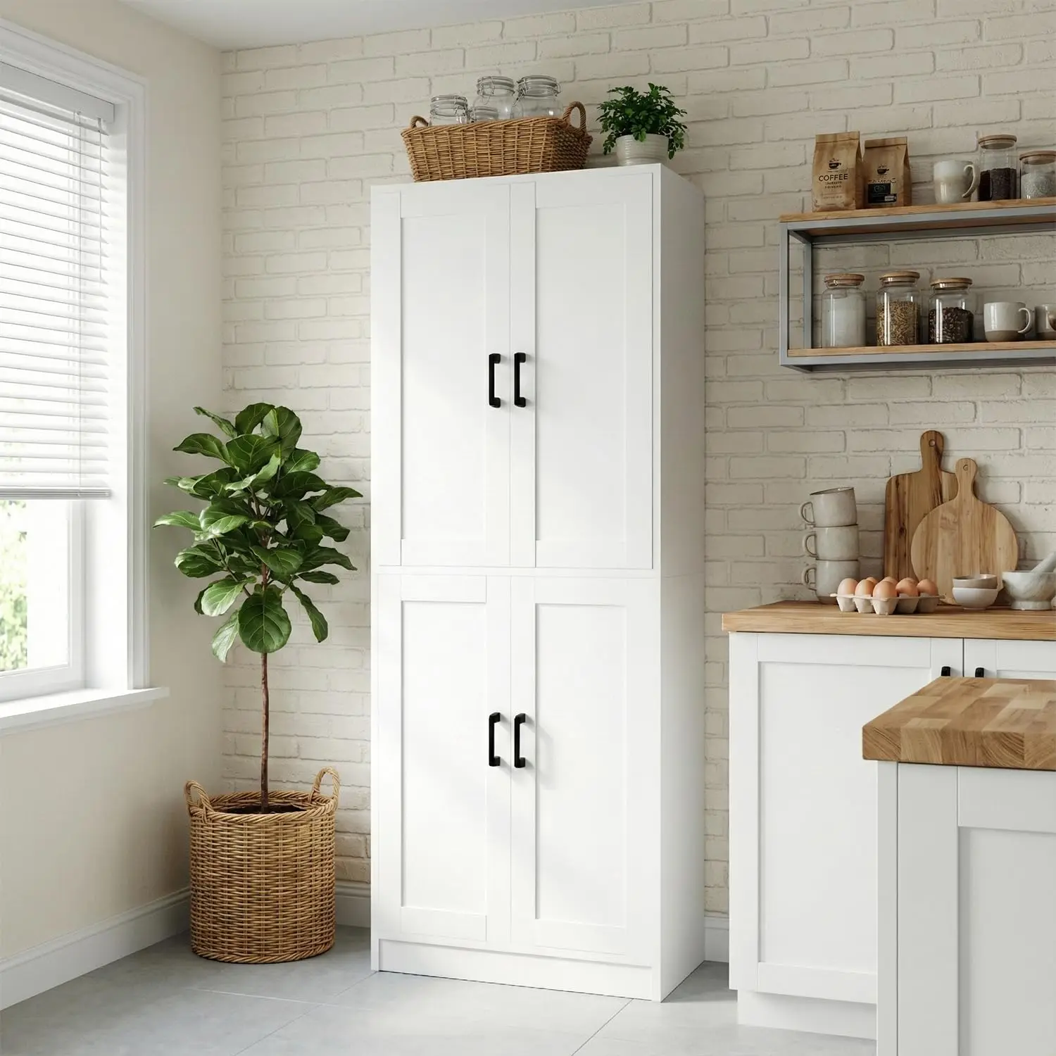 71 Inch Tall Freestanding Kitchen Pantry Cabinet with Doors Adjus  Shelves Large Utility Food Storage Organizer  ized