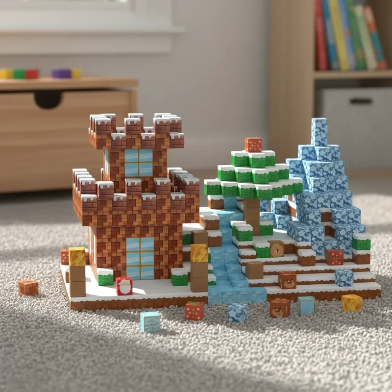 

STEM building blocks, scene street scene building model DIY tabletop decoration, children's birthday Christmas Halloween gifts