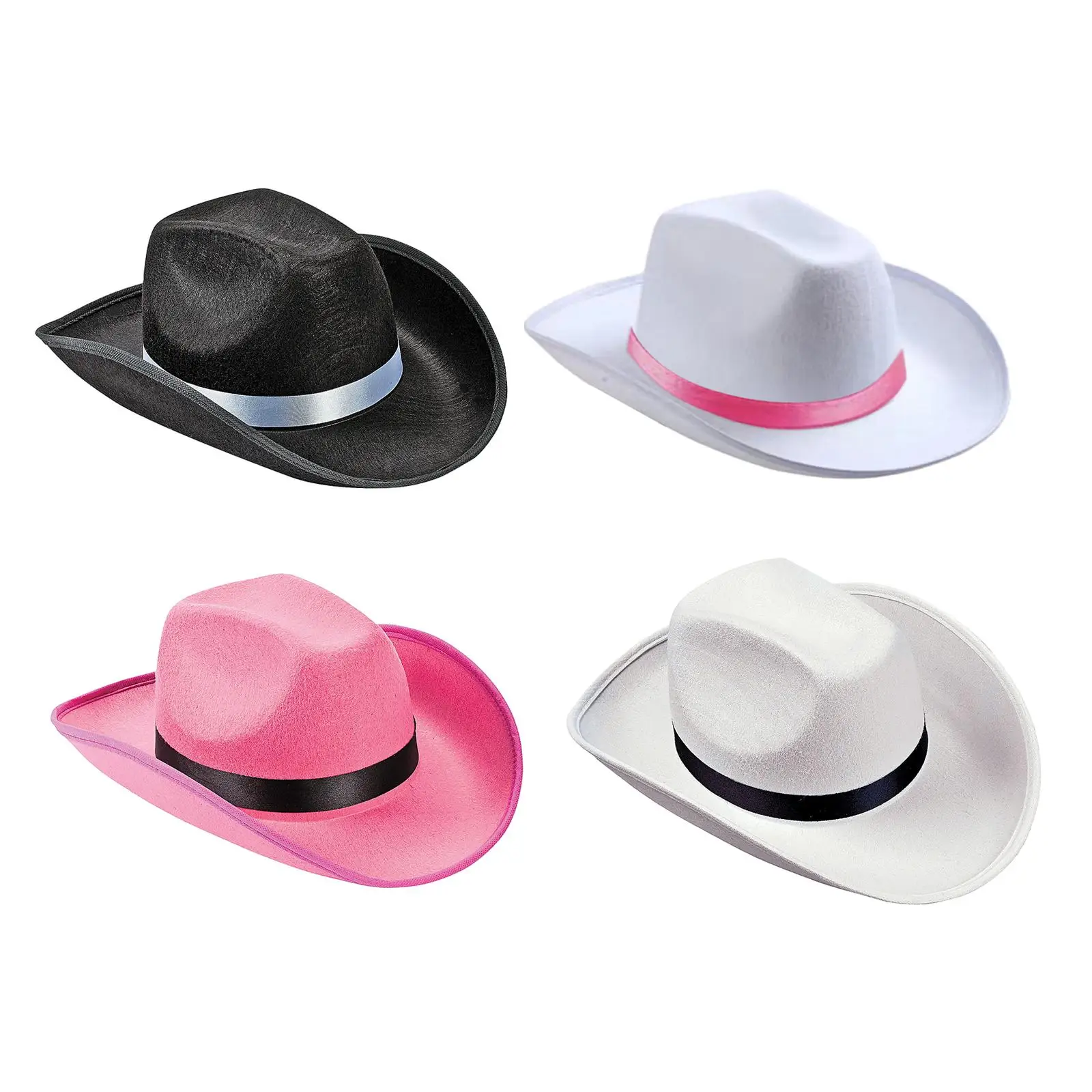 Western Cowboy Hat Wide Brim Cap Cowgirl Hats for Men Women Bride