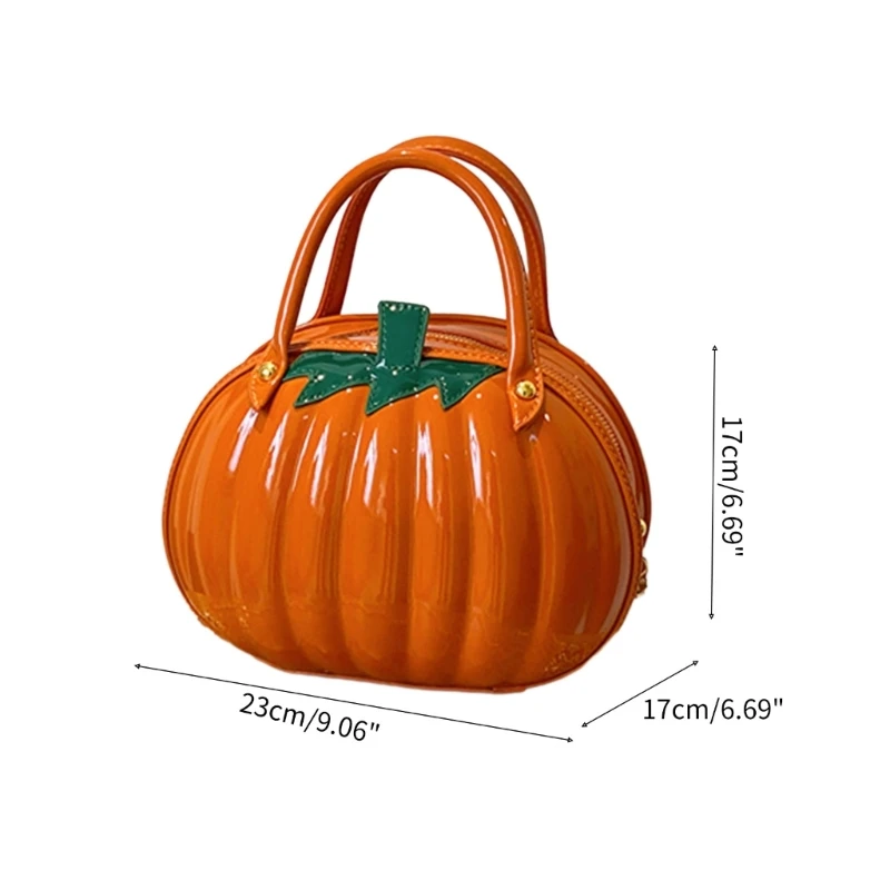 Stylish Halloween Pumpkin Crossbody Bag Women Solid Color PU Leather Chain Shoulder Bag Female Casual Shopping Dating Handbag