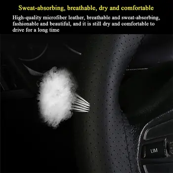 Univerzální kožený kryt na volant do auta, sportovní prošívaný karbonový volant, chránič 37cm 38cm 10 nejlepší prodej kryt volantu pro Peugeot 206 - №5