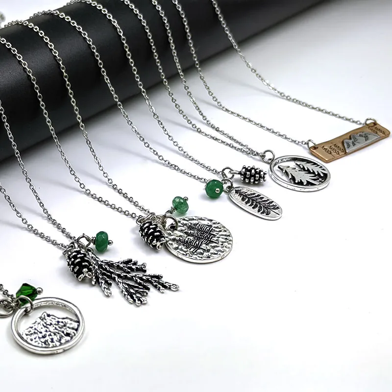 Collar de pino, joyería de montaña, joyería de piñas de pino, colgante de pino, joyería de ramas de pino, regalo para excursionistas