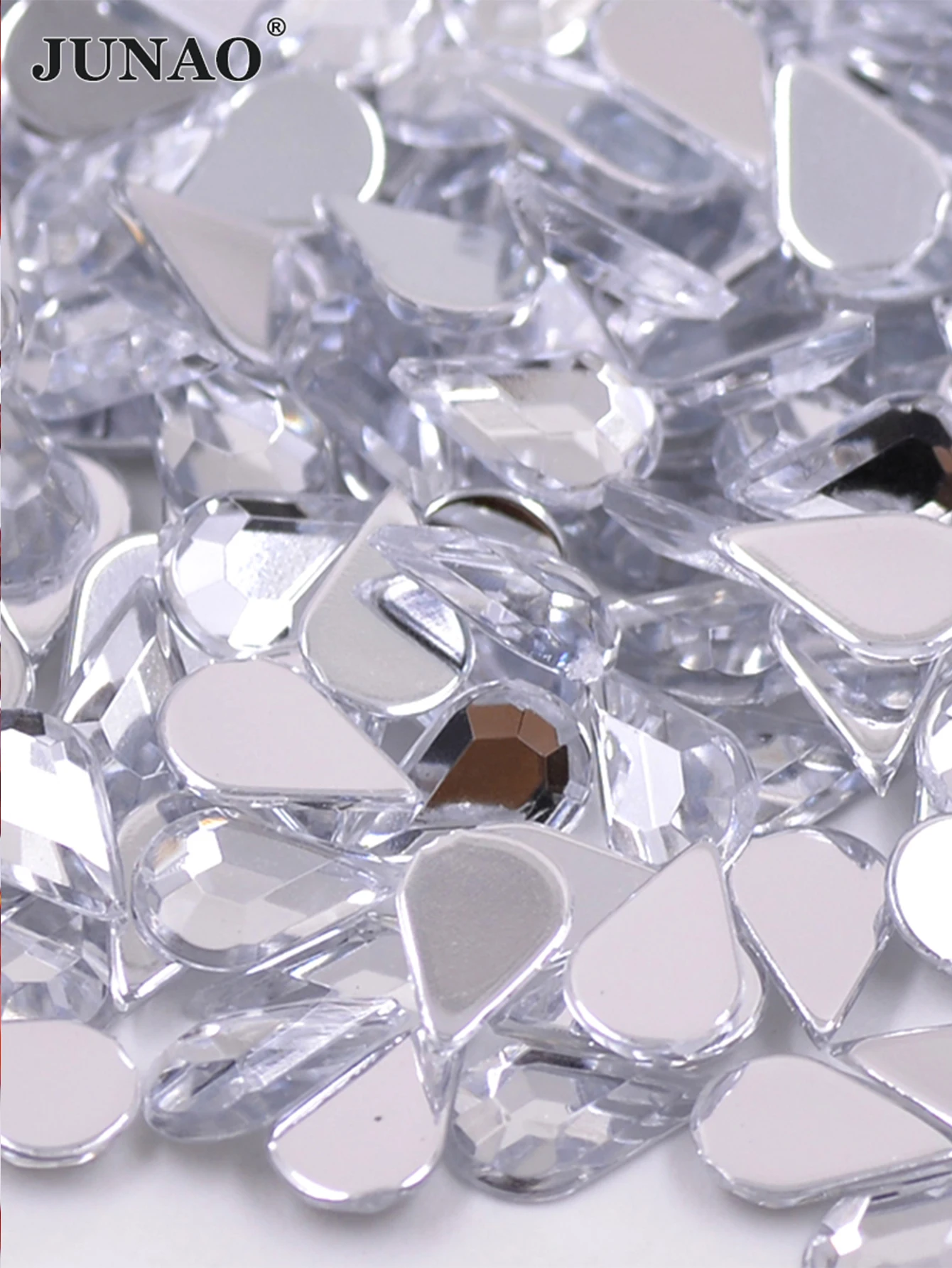 JUNAO 500Pcs 5*8mm  Light Purple Crystal Glue On Rhinestones Flatback Acrylic Stones Non Sewing Drop Strass for DIY Crafts