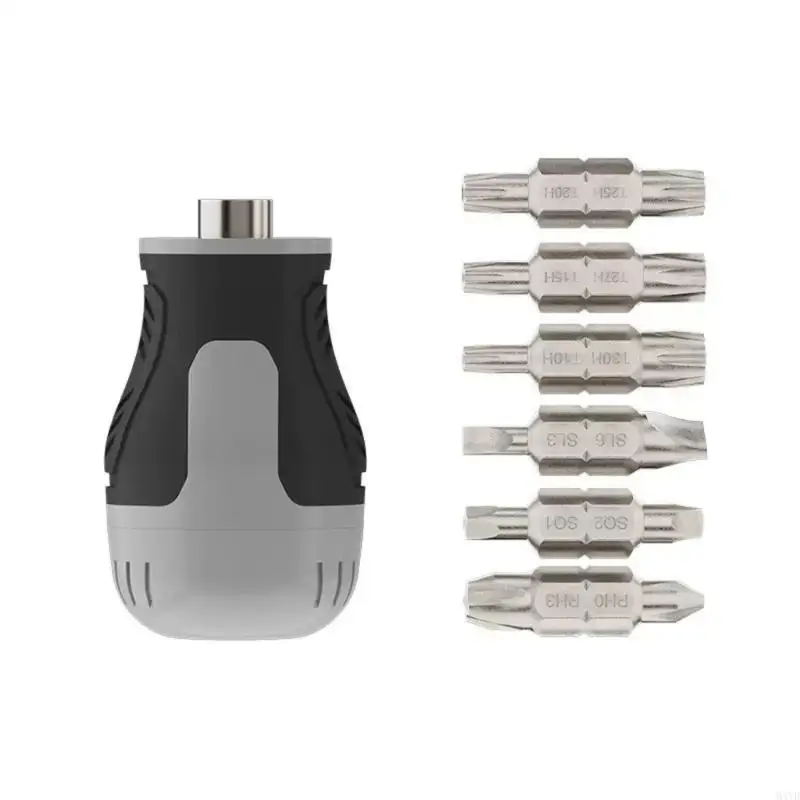Small Screwdriver Set for Home Fixes and Drawer Hardware, Short Handle Manual Driver with Changeable Double Ended Heads for M4YD