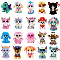 15CM TY Big Eye Beanie Plush Stuffed Animal Cat unicorn Fox  Dog Deer dinosaur owl Doll Toy Christmas Gift