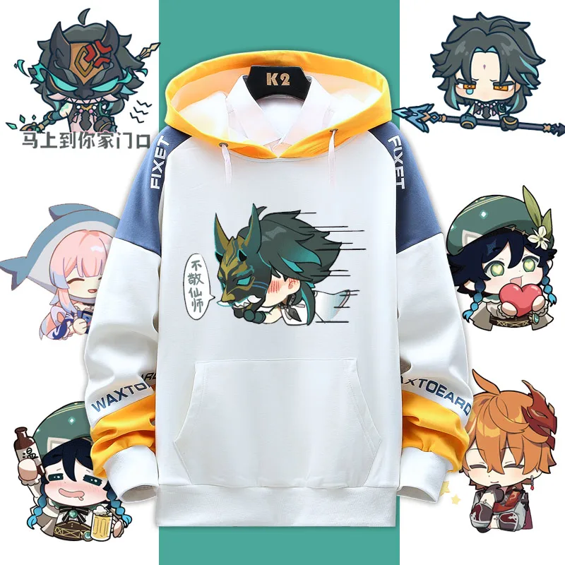 Genshin Impact Venti Xiao Hoodies Anime Game Print Streetwear Men Women Fashion Sweatshirts Hoodie Tracksuits