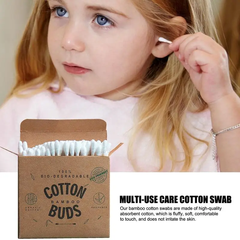 100Pcs Wooden Double-Ended Cotton Swabs Make-Up Cleaning Disposable Cotton Swabs Medical Household Hygiene Ear Pulling