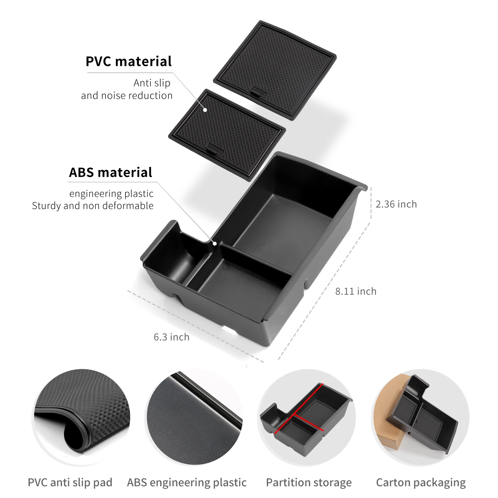 for BYD Seal U Sealion 6 Song Plus DM-i 2025 Car Armrest Storage Box ABS Organizer Case Tidying Accessories Right Hand Drive image 4