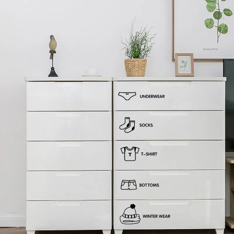 7pcs Clothing Classification Cabinet Stickers Clothes Logo Underwear Socks Label Wardrobe Sticker For Girl Boy Room Organization