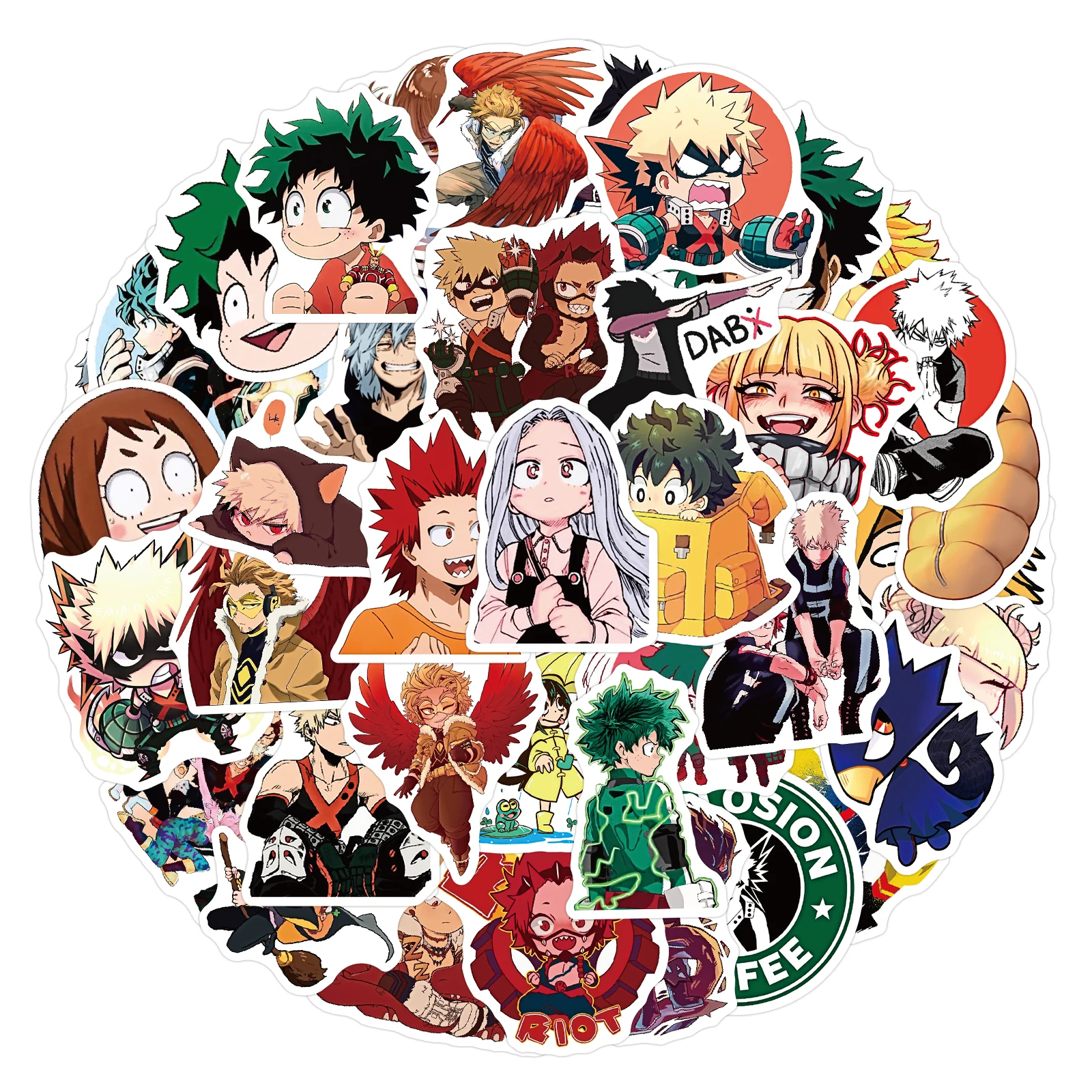 50 قطعة من ملصقات My Hero Academia DIY لتزيين لوح التزلج المقاوم للماء وأمتعة الكمبيوتر المحمول والهاتف والثلاجة
