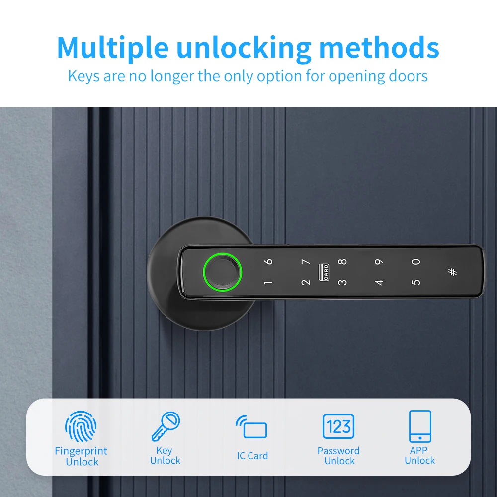 Tuya Smart Door Lock 5 in 1 Electronic Lock Fingerprint Password Key Card Smart Home APP Unlock Suitable For Apartment Hotel