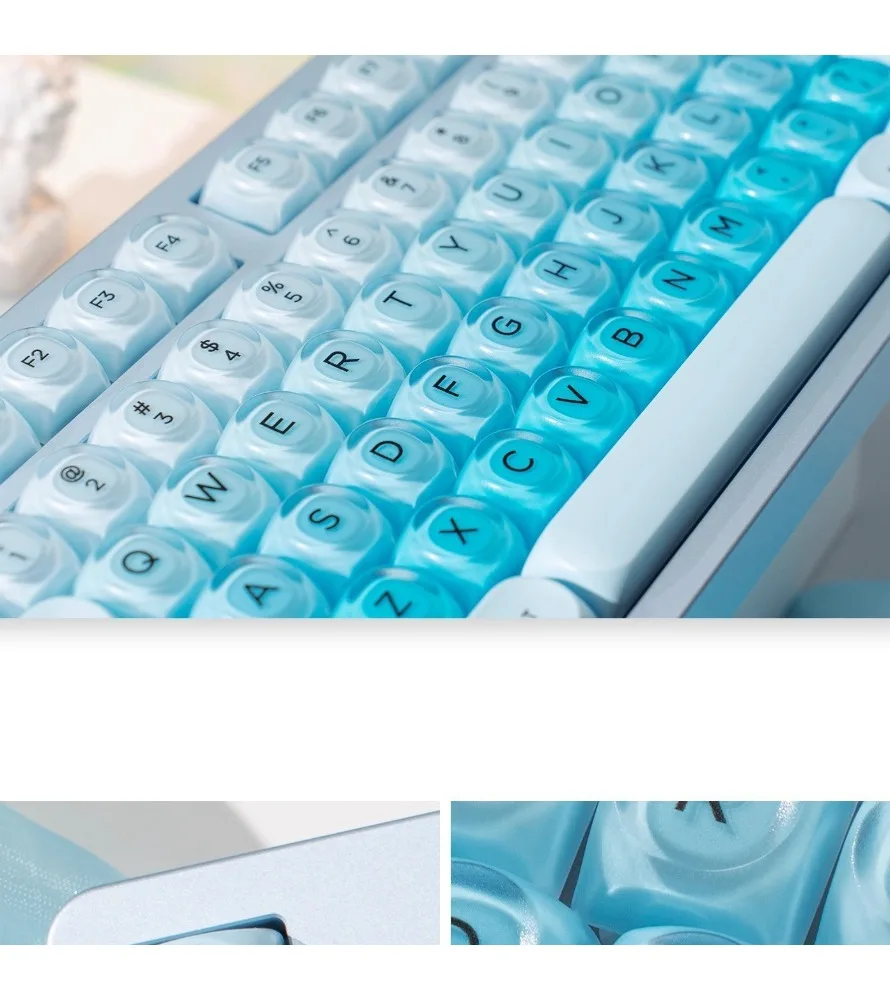 Jelly Cloud Sky Sea Blue Peach Yao Pink Two-color Half-fog Transparent Ball Cap Height 132 Keys Engraved Lipstick & Liquid