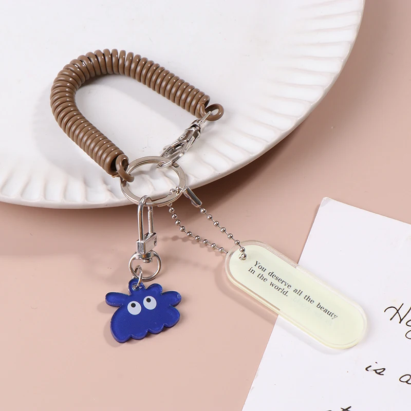 Cute Keychain Anti-Loss Spring Rope Pendant Bag Decoration Accessories Hanging Charms