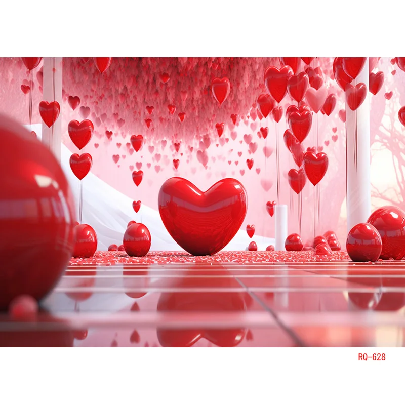 SHUOZHIKE Red Heart-Shaped Creative Confession Scene Background Valentine's Day Love Photo Studio Photography Backdrops RQ-53