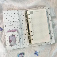 A6  Retro White Polka Dots With 45 Sheets Inner Page DIY PU Clip-on Notebook Loose Leaf Notebook 3