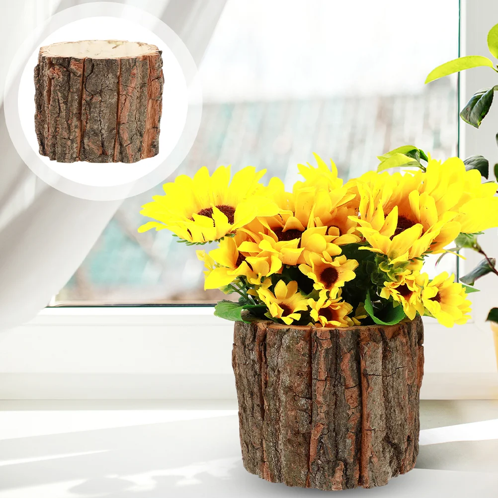 3 Pcs Flower Bucket Local Planting Holder Home Decor Bonsai Pot Wood Wooden Natural Flowerpot Tree Stakes