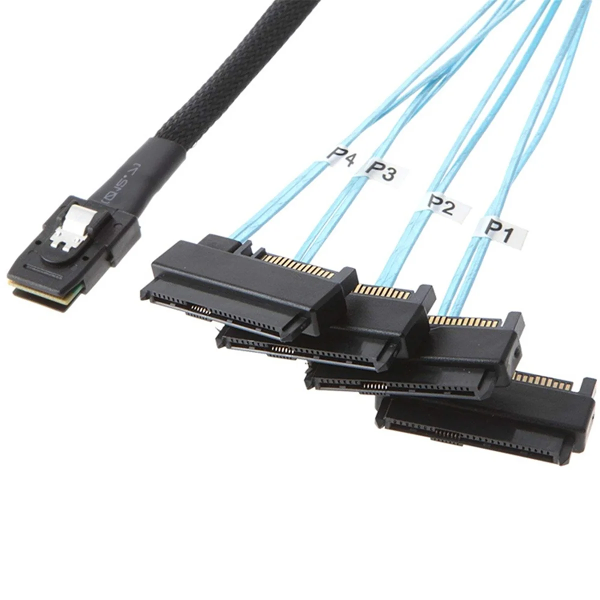 ABAN Mini Sas Sff-8087 to 4 Sff-8482 Server Array Card Hard Drive Data Cable Sata Power Cable 0.5m