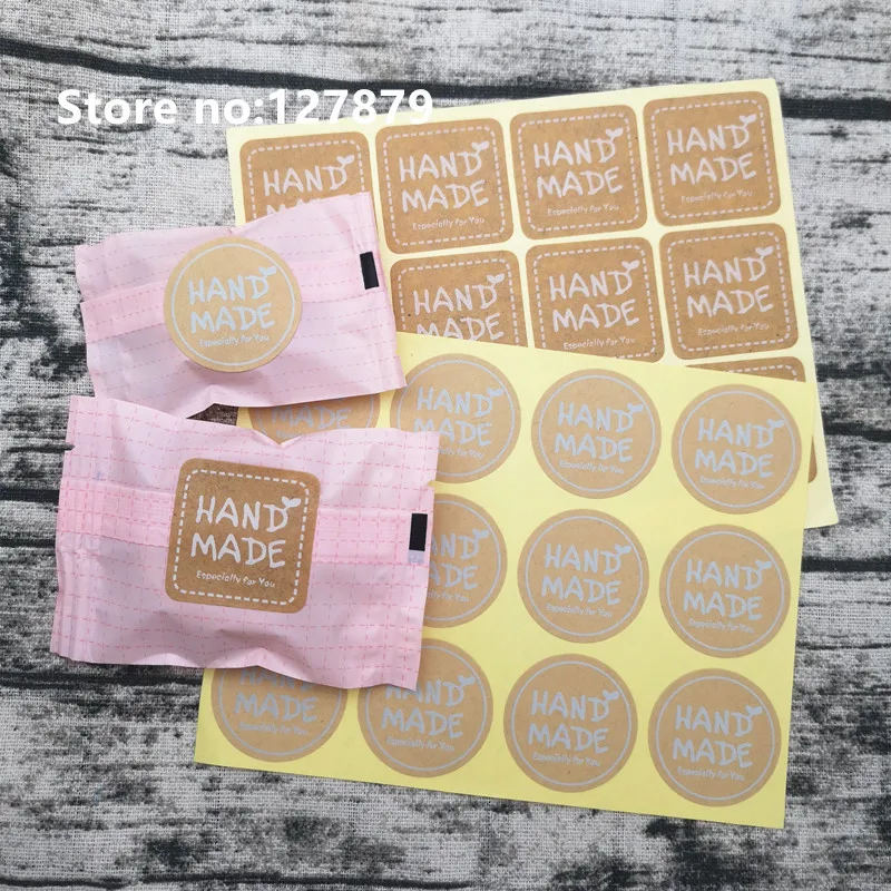 Round Vintage Kraft Sticker Handmade DIY Adhesive Packaging Sealing Label Gift Decoration Cake Baking Stickers 100pcs