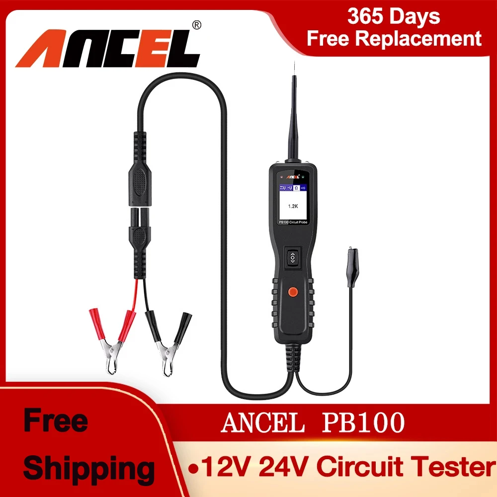 

Ancel PB100 Car Electrical Circuit Tester Power Circuit Probe Kit Electric System Tester 12V 24V Voltage Power Scanner PK BT280