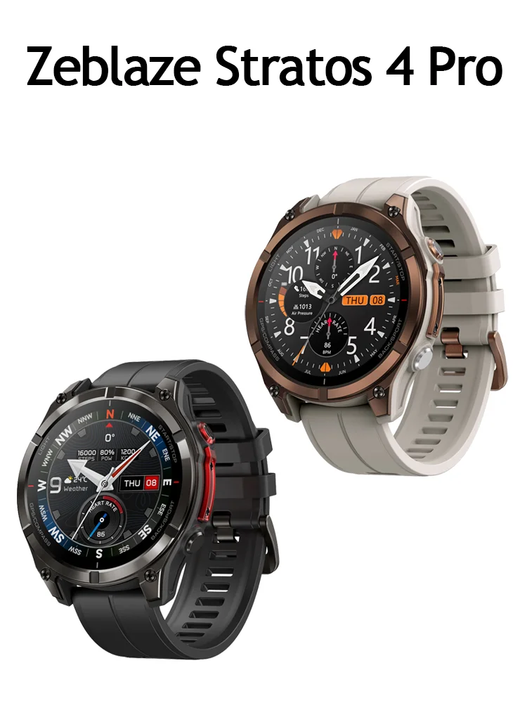 Neue Zeblaze Stratos 4 Pro GPS-Smartwatch mit 1,43″ AMOLED-Display, 2-Farben-Taschenlampe, Musikspeicher und über 170 Sportmodi - Perfekt für aktive Lebensstile