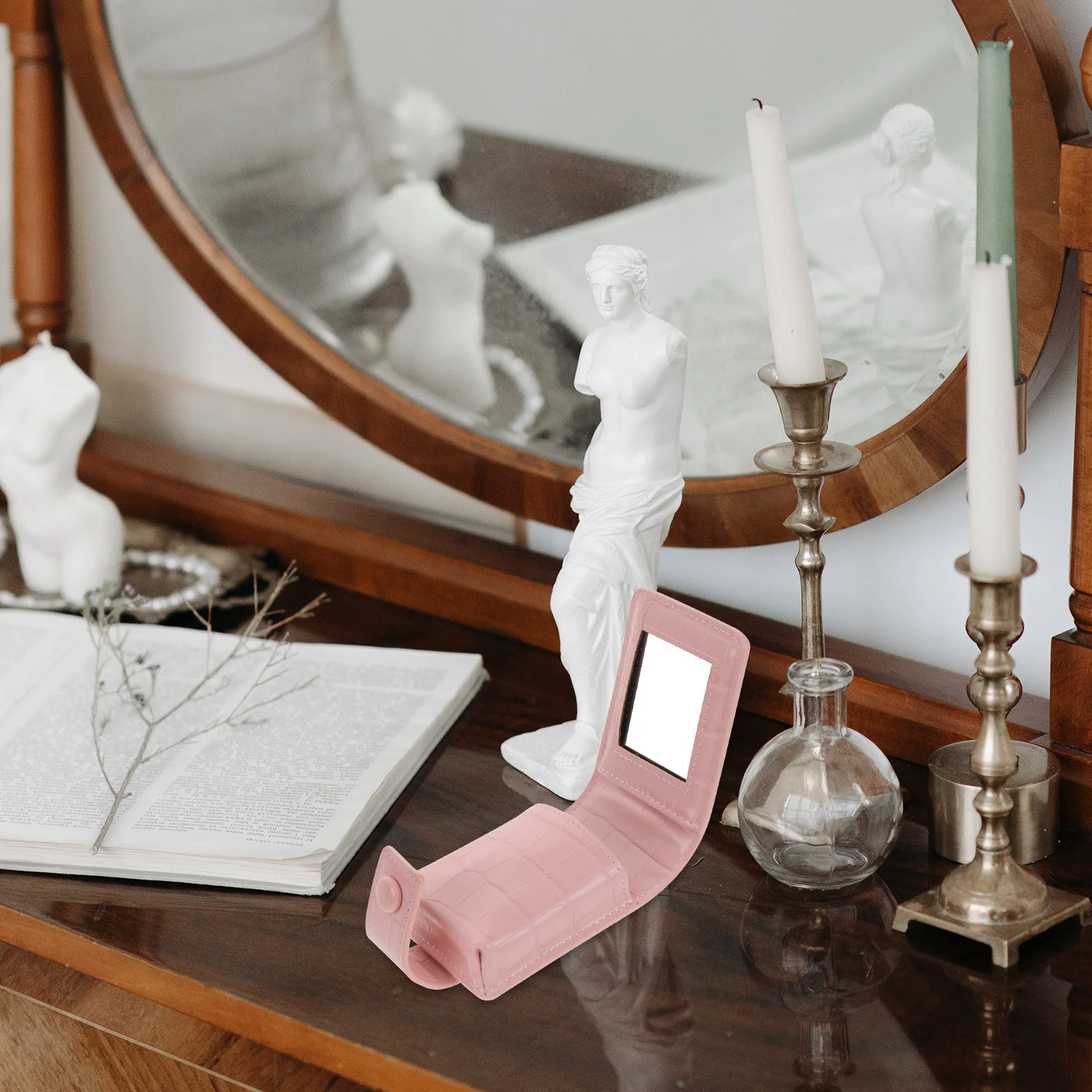 Étui à rouge à lèvres avec miroir pour sac à main, Mini trousse de maquillage, petit conteneur, artisanat raffiné, cadeau pour petite amie et femme