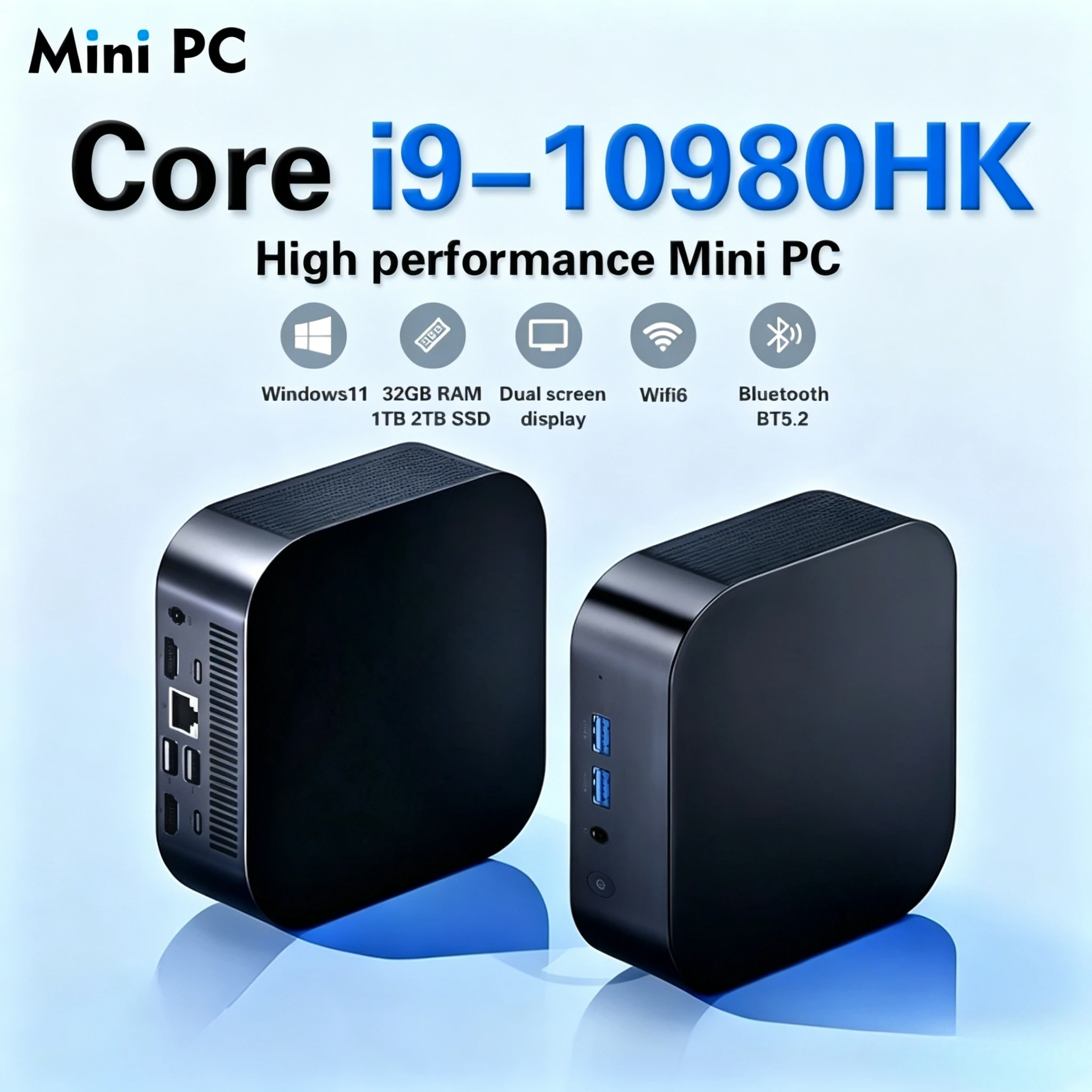 

2026 MINI PC Windows 11 Pro Core i9 10980HK RAM 16GB 1TB 2TB SSD WIFI 6 BT5.2 4K HD Mini Gaming Office Study Pc