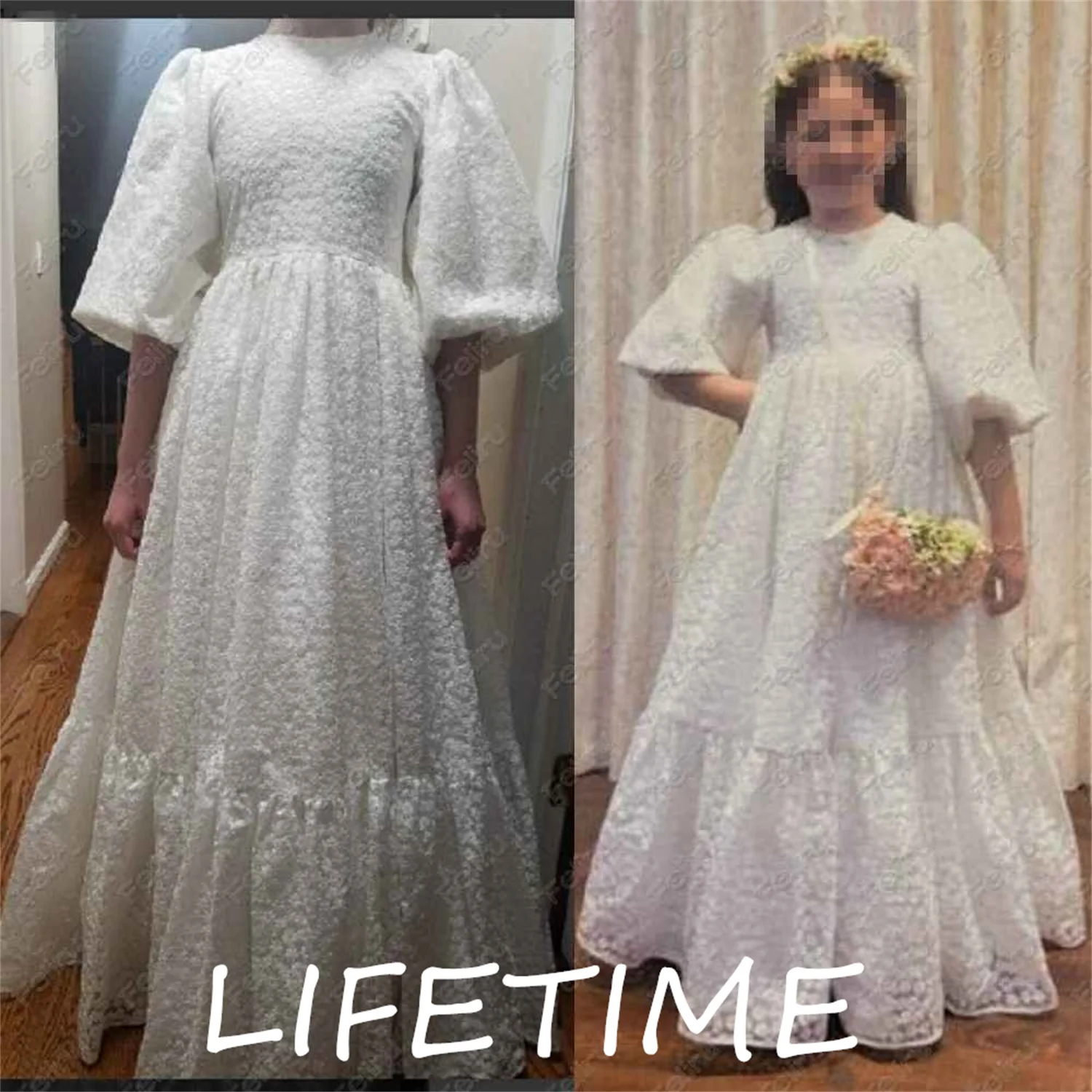 Vestidos De flores para niña, manga abullonada, cintura alta, Pricness, primera comunión, boda