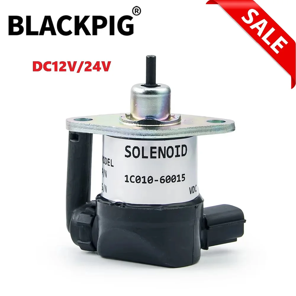 1C010-60015 1C010-60014 Diesel Engine Fuel Shutdown Shut Off Solenoid Valve DC12V 24V For Kubota Engine V1505 V2203 V3300 V3600