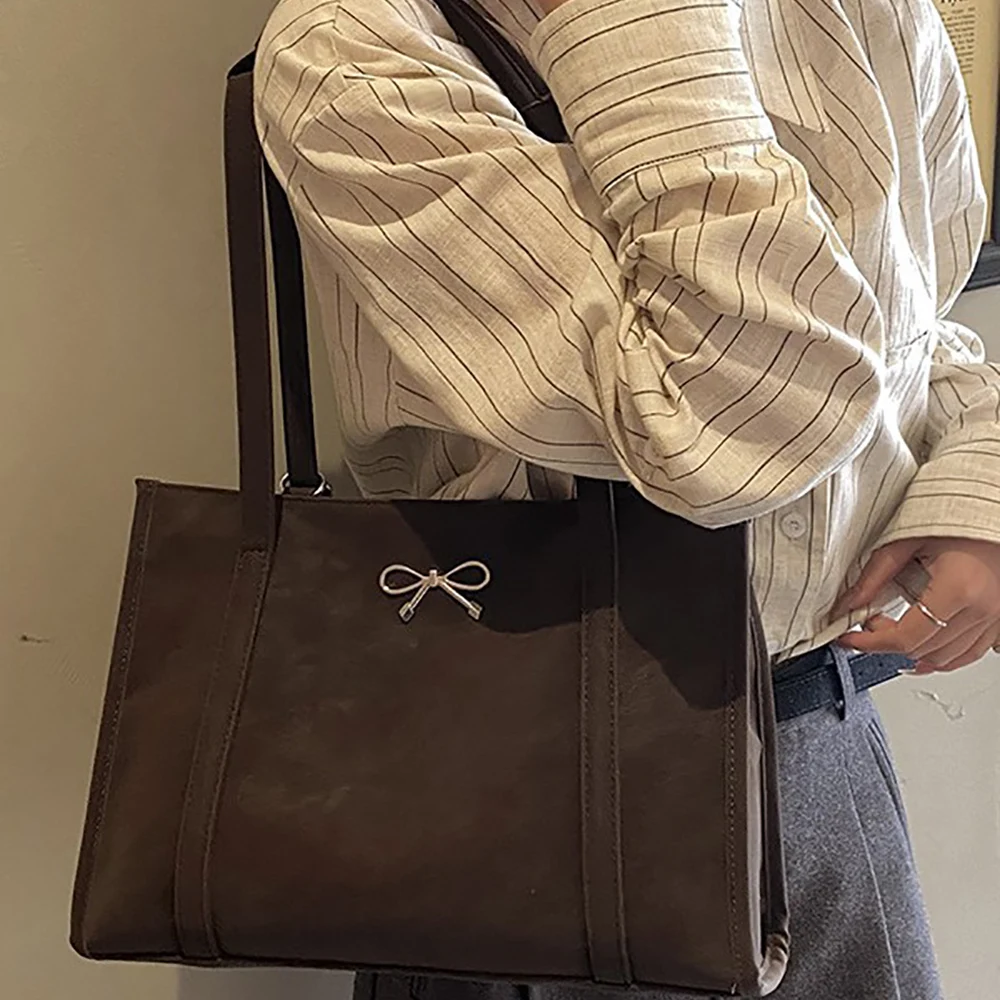 Large Capacity Square Shoulder Bags for Women Vintage High Grade Solid Color Zipper Backpacks Students Commute All-Match Packs