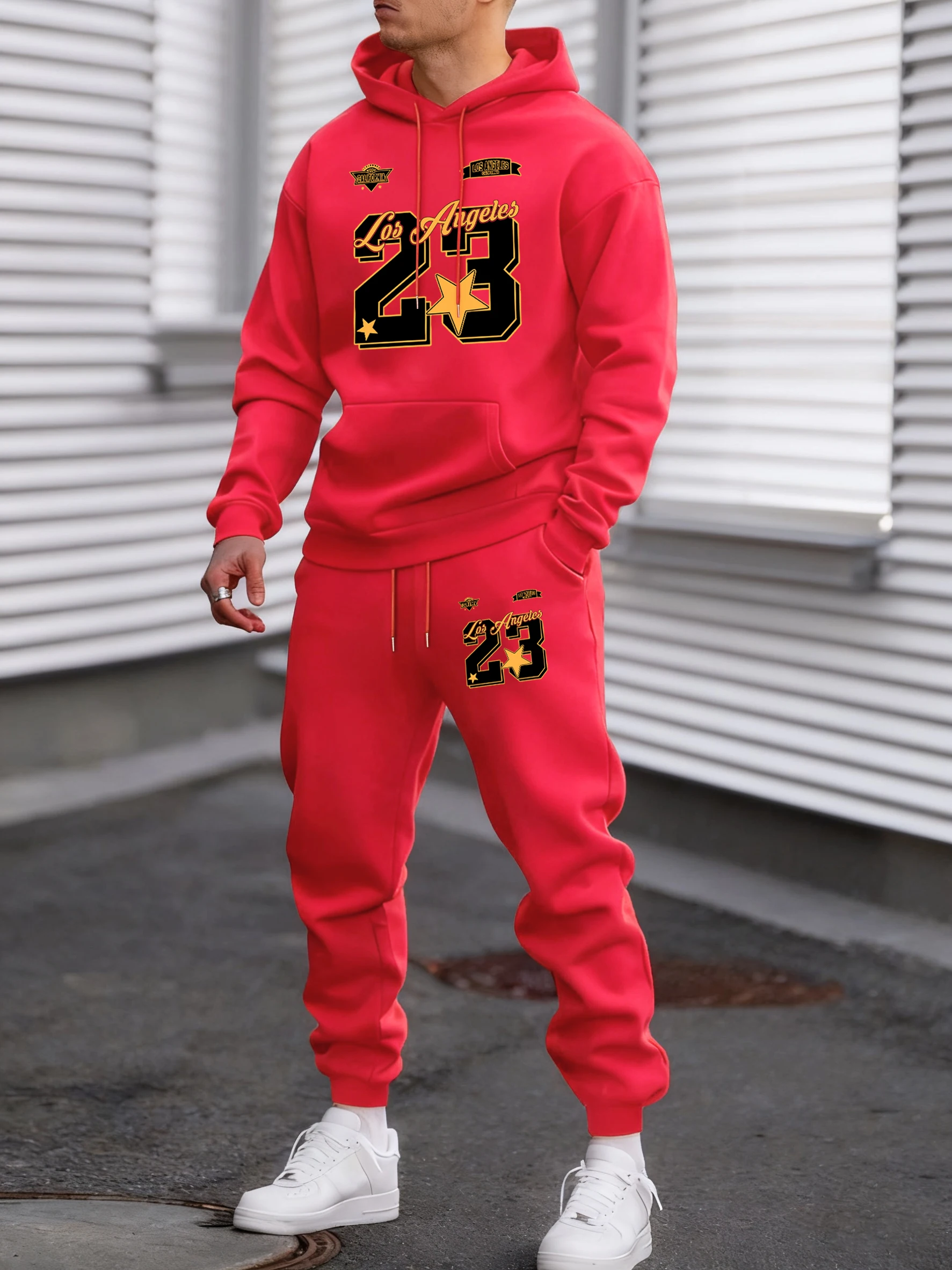 California Los Angeles Number 23 Print Autumn Winter Man Hoody Long Pants Set Fleece Jogging Sweatpant Basic Casual Sweatshirts - view 4