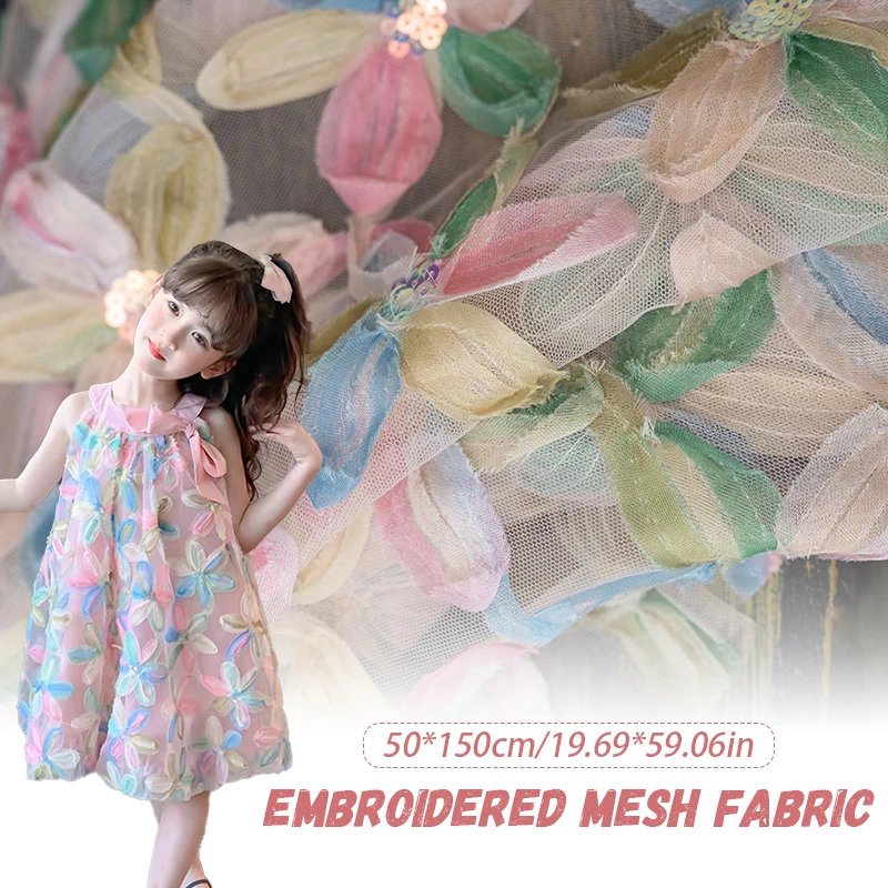 

Sequin Embroidered Mesh Fabric Gradient For Dress Clothing Fashion 3D High-end Designer Handmade Diy Sewing Material Dress Cloth