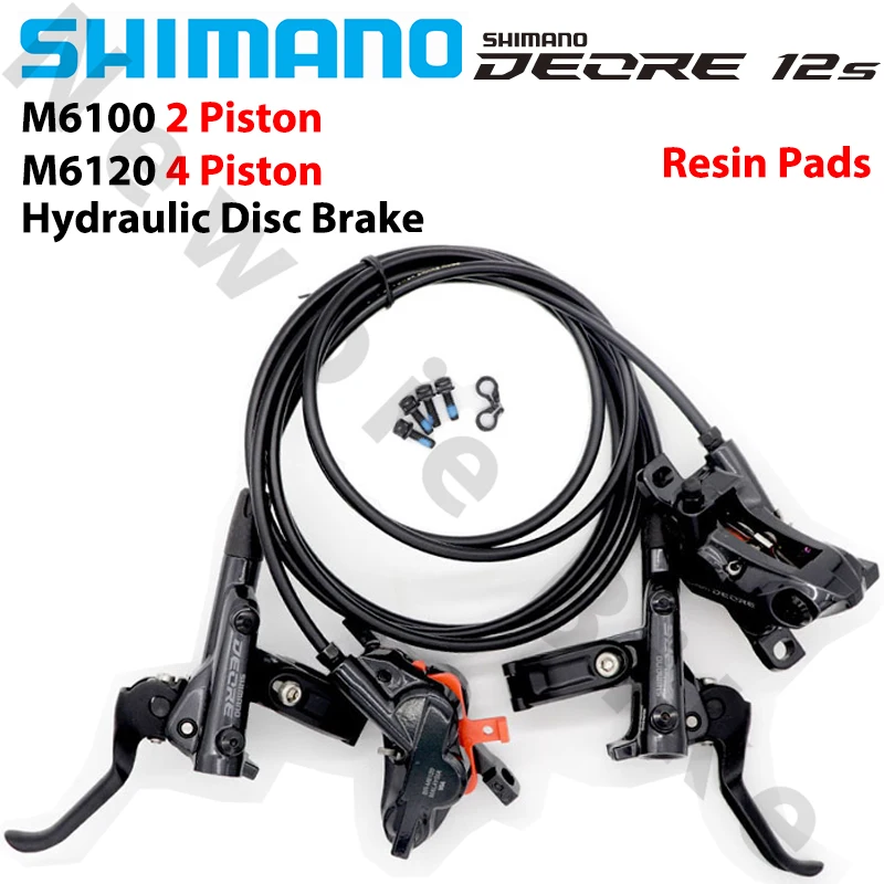AliExpress Shimano SHIMANO Deore M6100 M6120 Hydraulic Brake for MTB Mountain Bike Resin Pads BL-M6100 BR-M6100 2 Piston or BR-M6120 4 Piston Parts