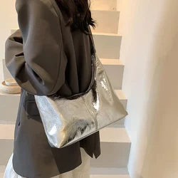 Under Arm Bag Summer Beach Bag Women's Shoulder Satchhel Silver Single Strap Handbag Luxury Designer Y2K Style Crossbody Bag