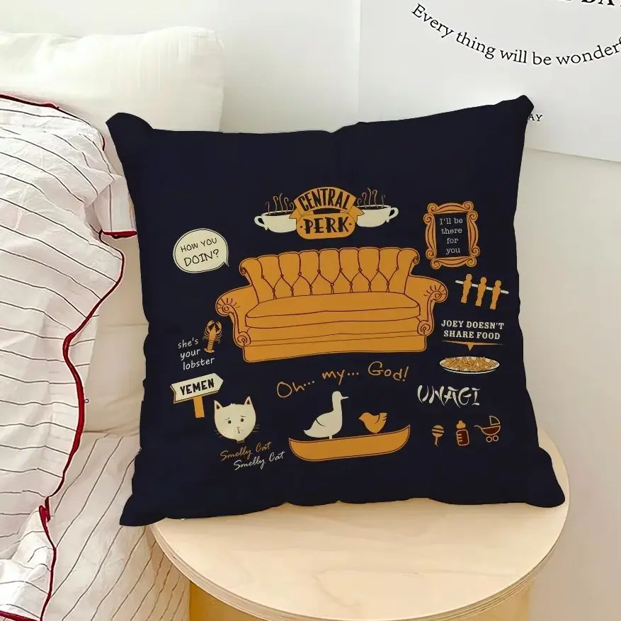 1pc Friends TV Show Pillow Cover, Polyester 2D Double-Sided Print, Central Perk Themed Cushion Case for Sofa Bedroom, Nostalgic