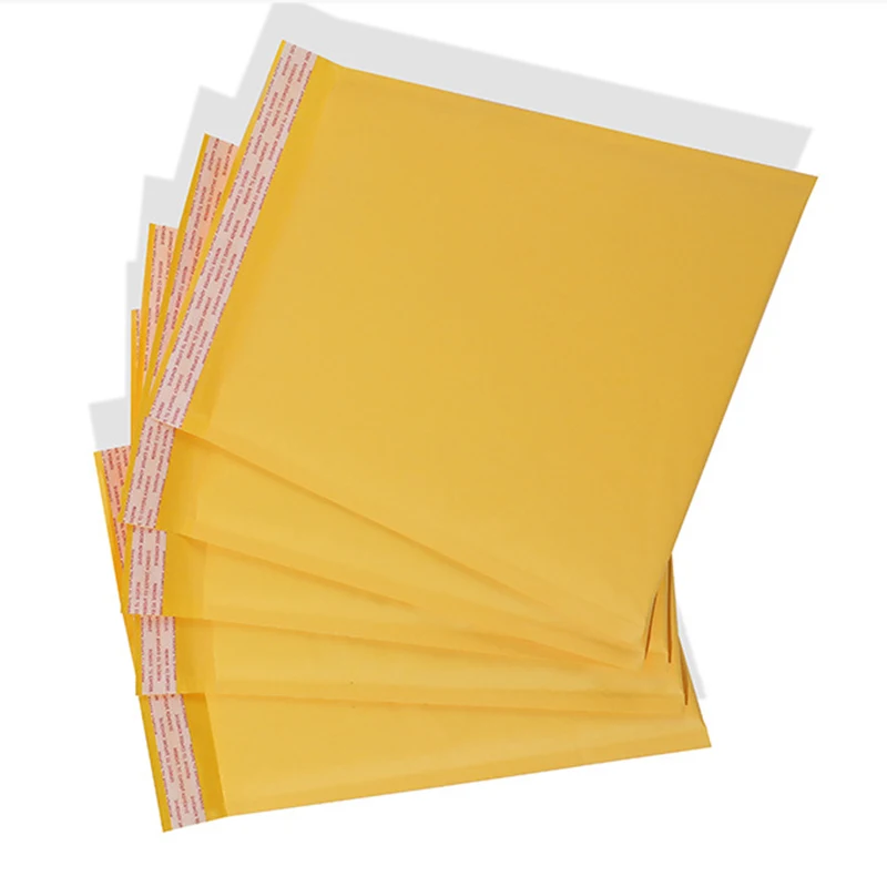 10pcs Yellow Poly Bubble Bag Self-Sealing Filling Gift Bag Book Storage Email Packing Envelope Packing Shipping Bag 35*25cm