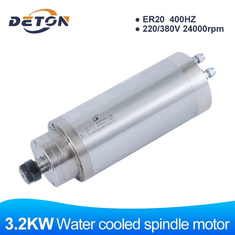 3.2KW HQD Spindle Motor Water-cooled ER20 Chuck 220V 380V D=105mm 4pcs CNC Engraving Machine Bearing Accessories